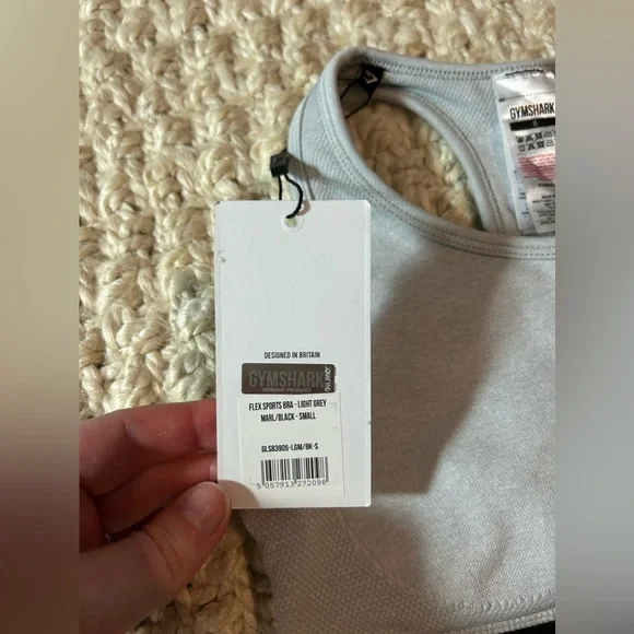 GYMSHARK Sports Bra top flex high rise leggings light grey marl black active set - Picture 7 of 10
